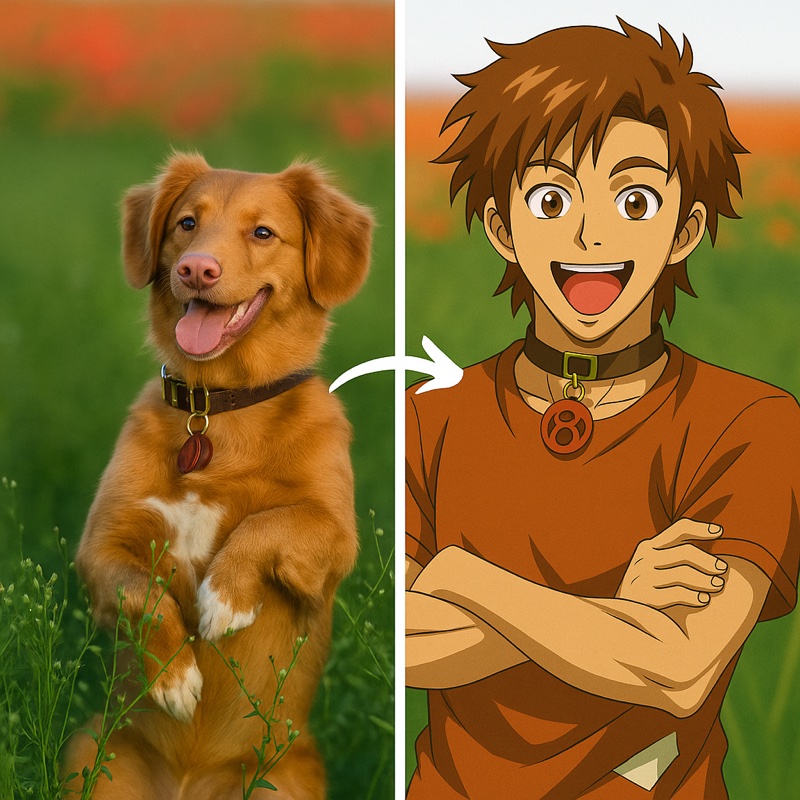 Dog to anime example